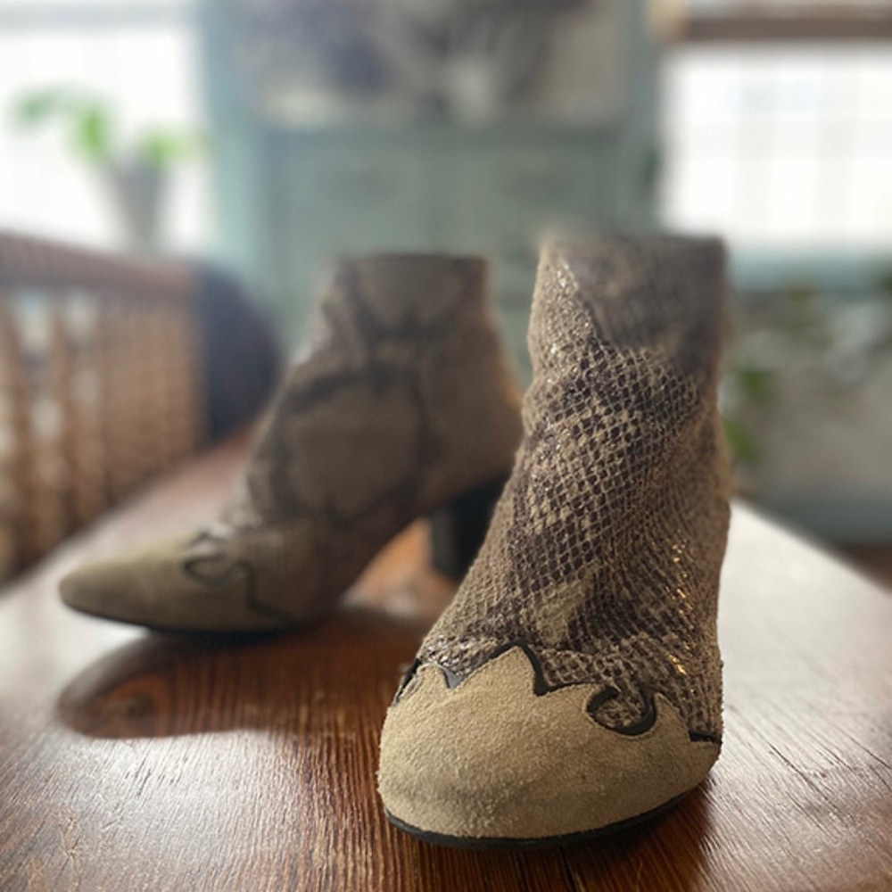 Free People Adele Snakeskin Ankle Boots